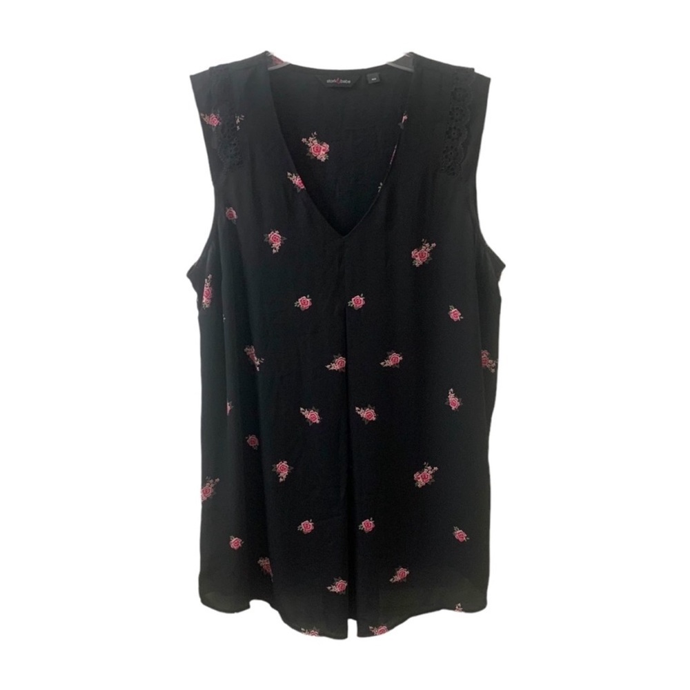 Stork & Babe Maternity Chiffon Top Summer Floral Flowy Sleeveless Women‘s M